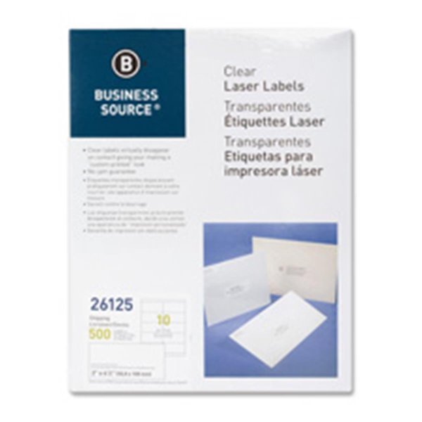 Business Source Shipping Labels- Laser- Permanent- 2 in. x 4.25 in.- 500-PK- Clear BSN26125
